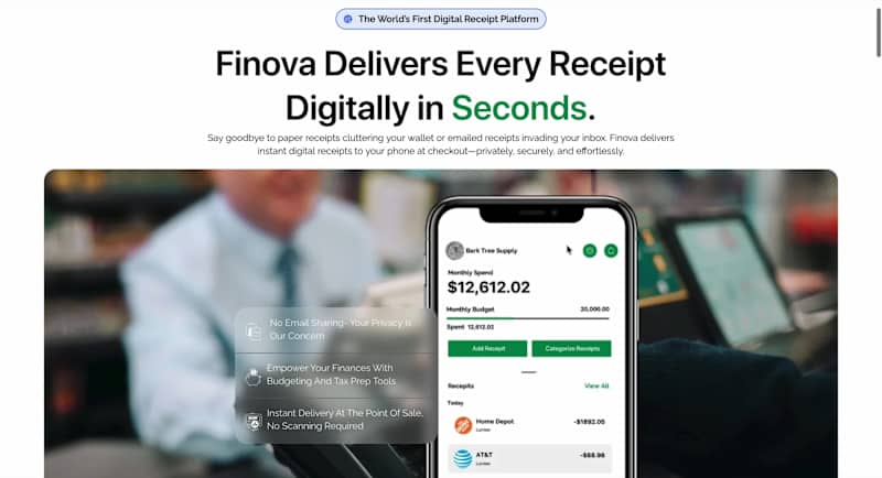 Cover image for Finova Receipt Landing Page Design