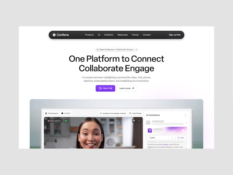 Cover image for Conferra - Video Conference Animation Landing Page