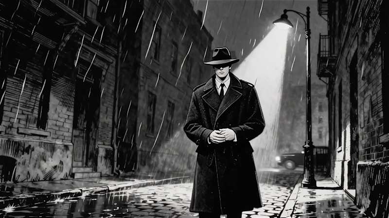 Cover image for Monochrome Noir: Man in the Rain