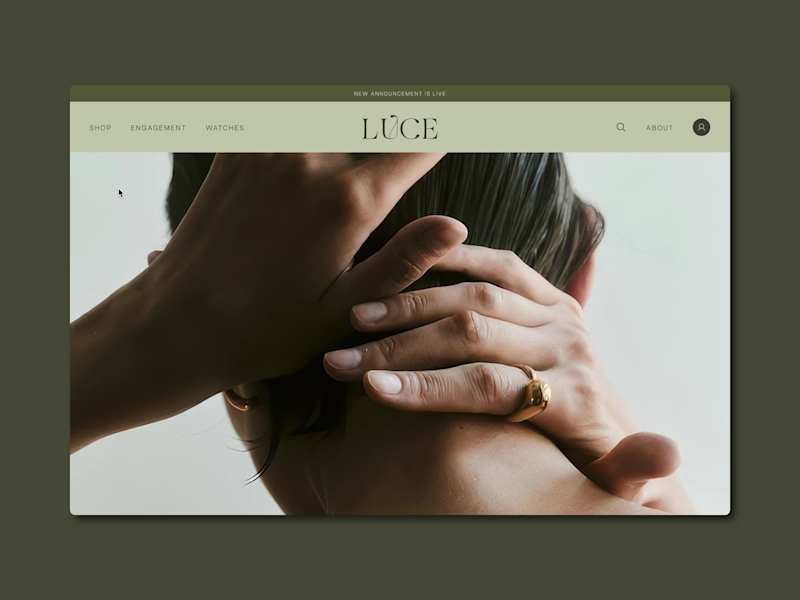 Cover image for Custom header prototype for LUCE, a fine jewelry brand ✨