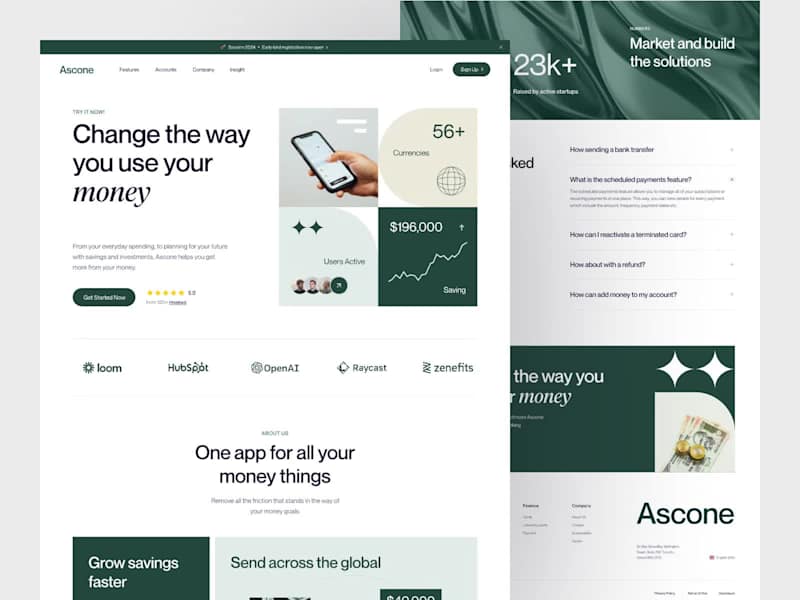 Cover image for Finance Landing Page Design for Ascone