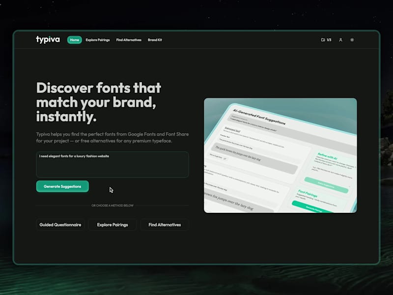 Cover image for Typiva - AI Font Finder and Suggester