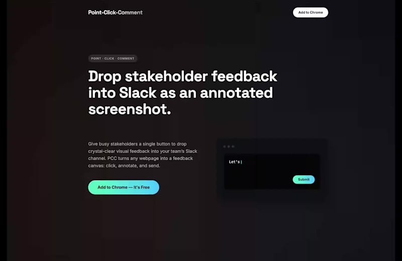 Cover image for 🚀 a landing page for my Chrome Extension. Point-Click-Comme...