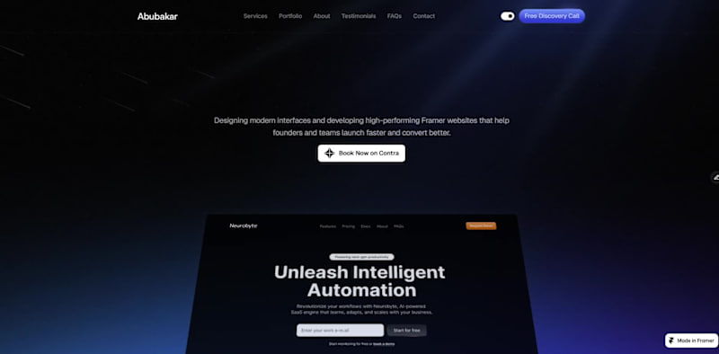 Cover image for Personal Portfolio Landing Page Design & Framer Development