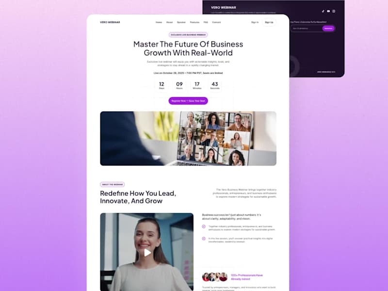 Cover image for latest work landingpage for Live event registration concept 🚀