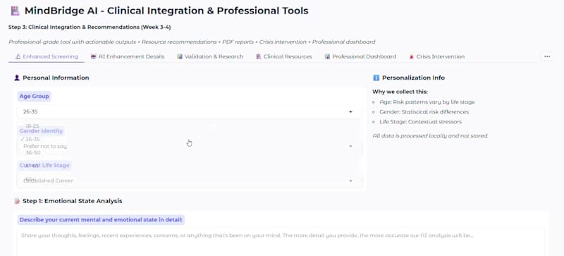 Cover image for I recently built an AI-powered Mental Health Screening & Cli...