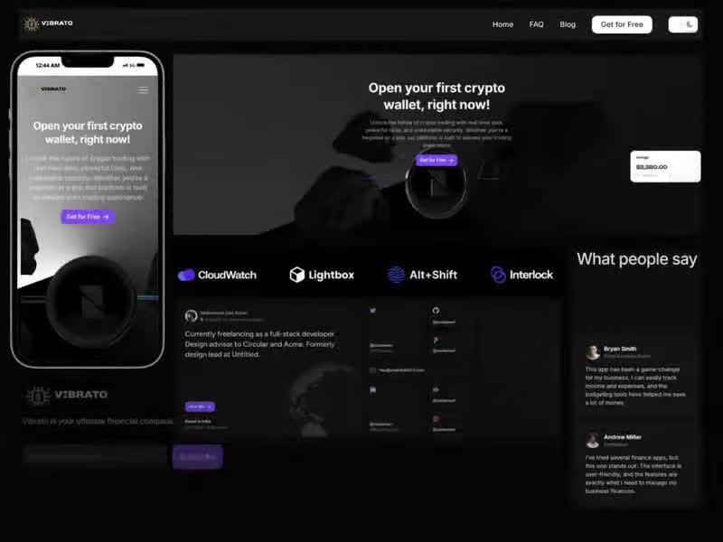 Cover image for Vibrato – Crypto Trading Platform Landing Page