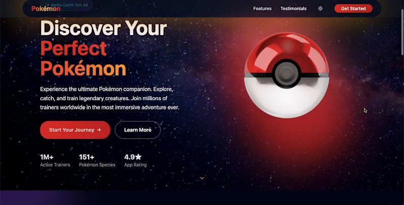Cover image for A fully responsive Pokémon landing page designed and built u...