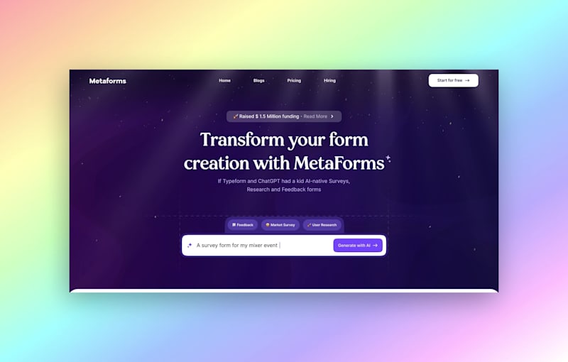 Cover image for Landing Page for Metaforms