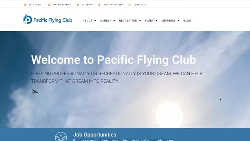 Cover image for Pacific Flying Club Website Redesign
