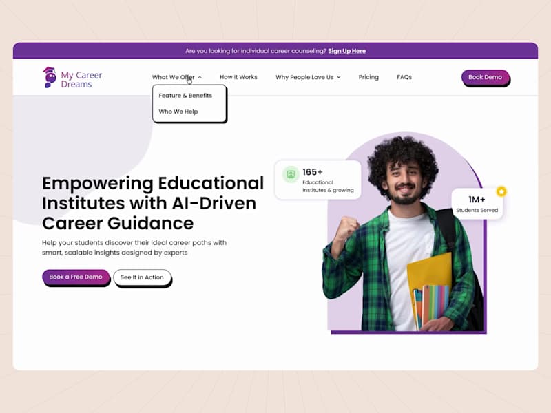 Cover image for Landing Page Design for AI-Powered Career Advisory