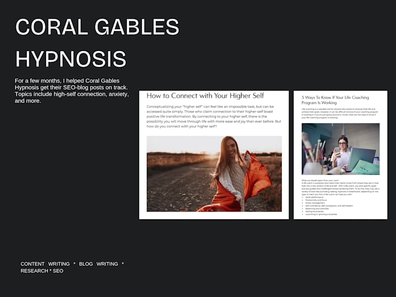 Cover image for Coral Gables Hypnosis - Blog Writing