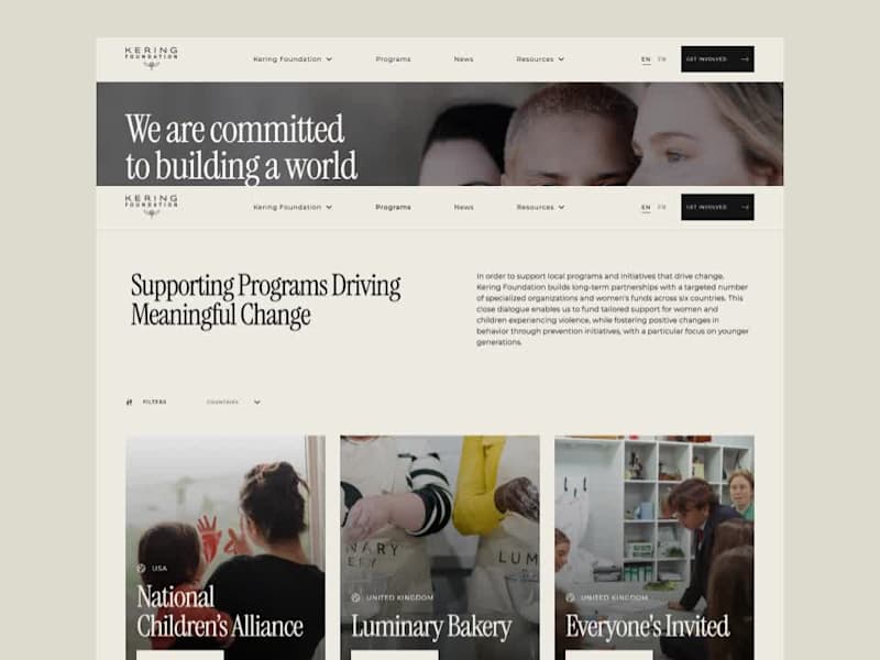Cover image for Web Design for Kering Fondation 