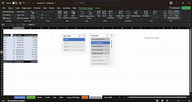 Cover image for Pivot table and slicers
