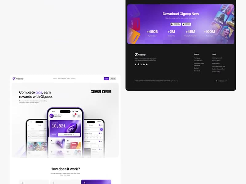 Cover image for Gigcep Branding, Landing Page & Mobile App UI/UX Design