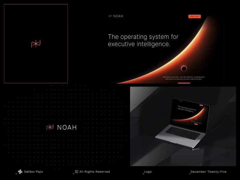 Cover image for Noah AI executive intelligence brand, logo and web prototype...