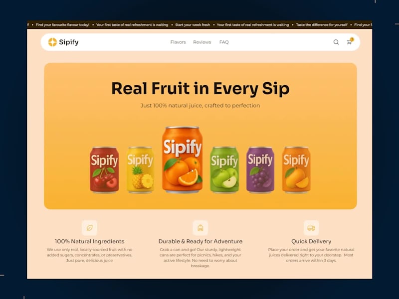 Cover image for Sipify | Framer E-commerce built with Frameship & Shopify
