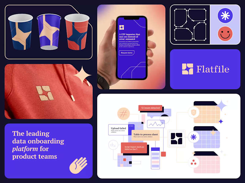 Cover image for This branding design for Flatfile captures a bold yet approa...