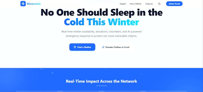 Cover image for ❄️ WinterSafe — Emergency Shelter & Relief Network Built a w...
