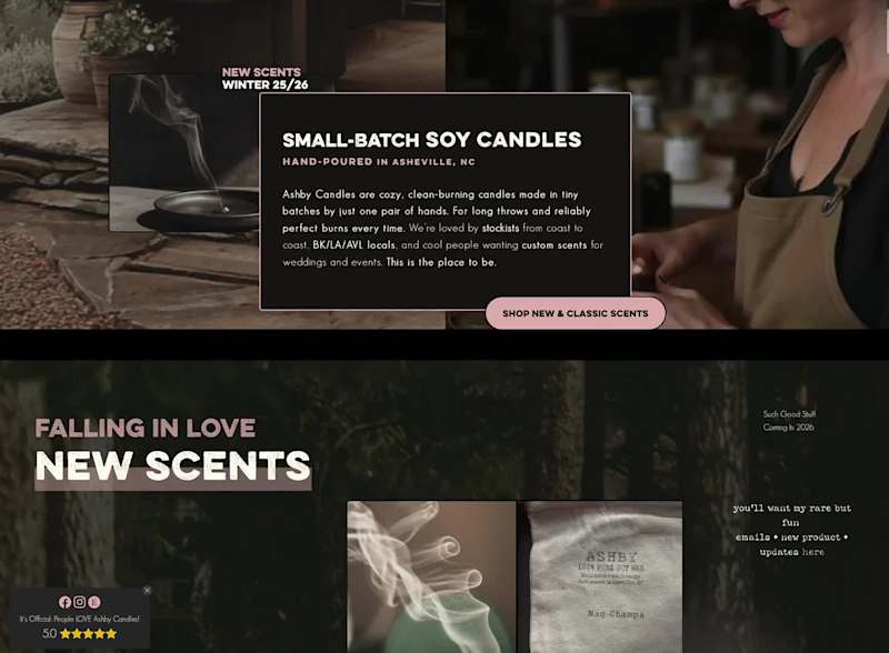 Cover image for Brand Refresh on Squarespace | Ashby Candles eCommerce