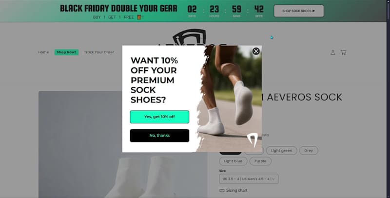 Cover image for A clean and modern product page for The Aeveros - a footwear...