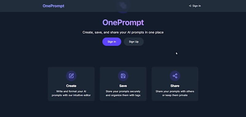 Cover image for OnePrompt-Create, Save and Share your AI Prompts effortlessly