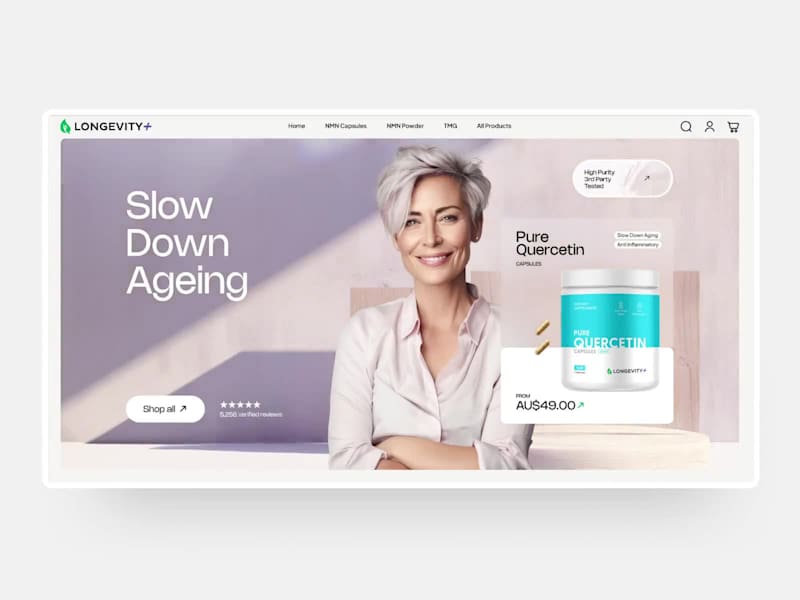 Cover image for Longevity - supplements website design