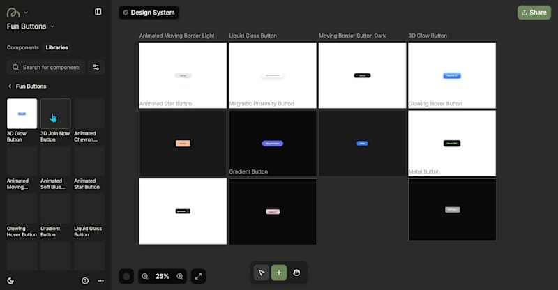 Cover image for Fun Buttons component library in MagicPath