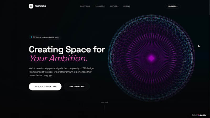 Cover image for Dimension- Architecting 3D Realities Landing Page