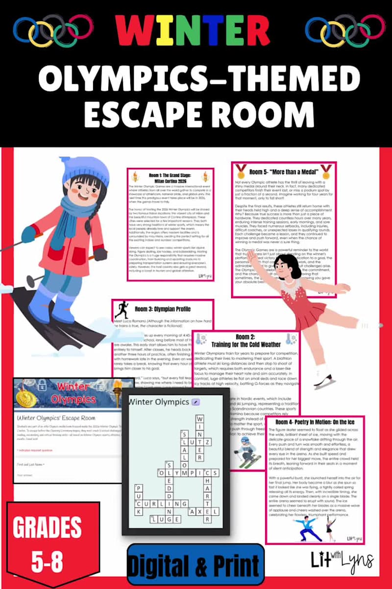Cover image for This Winter Olympics-Themed Reading Comprehension Escape Roo...