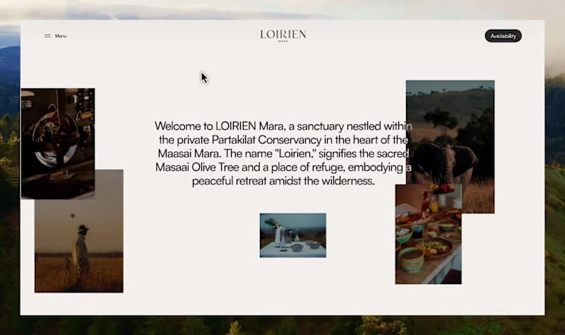 Cover image for Clean website we made for a private sanctuary in the Mara Be...