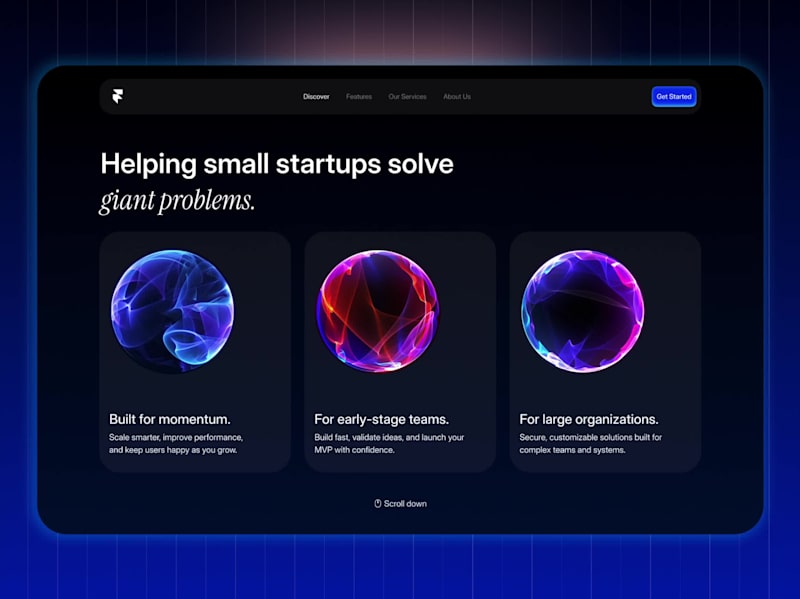 Cover image for Working on a simple landing page concept for a startup.