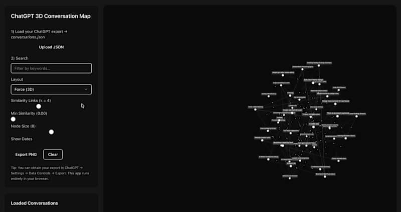 Cover image for Visualize your ChatGPT chats in 3D using this tool I built: ...