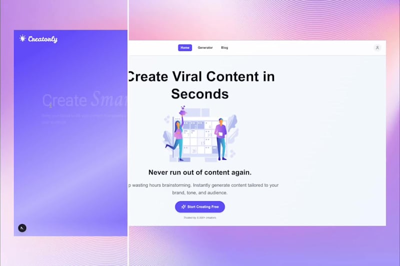 Cover image for The Creatorly website hero section was looking a bit bland, ...