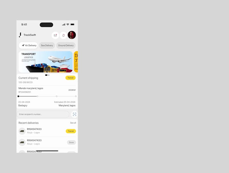 Cover image for TrackSwift Logistics App Design