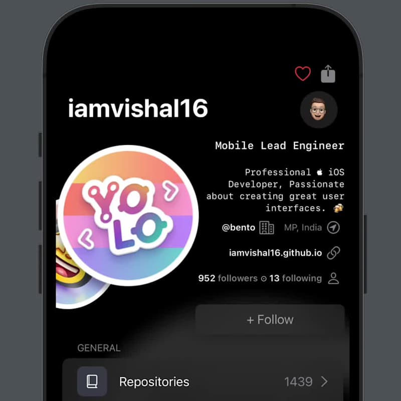 Cover image for Github app Concept design in SwiftUI