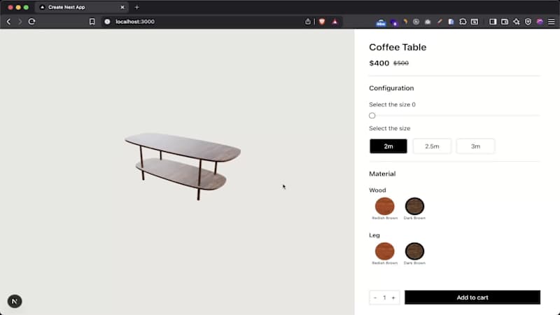 Cover image for Furniture Configurator MVP (Coffee Table)

Web