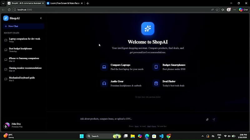 Cover image for Developed a full-stack RAG-based E- Commerce