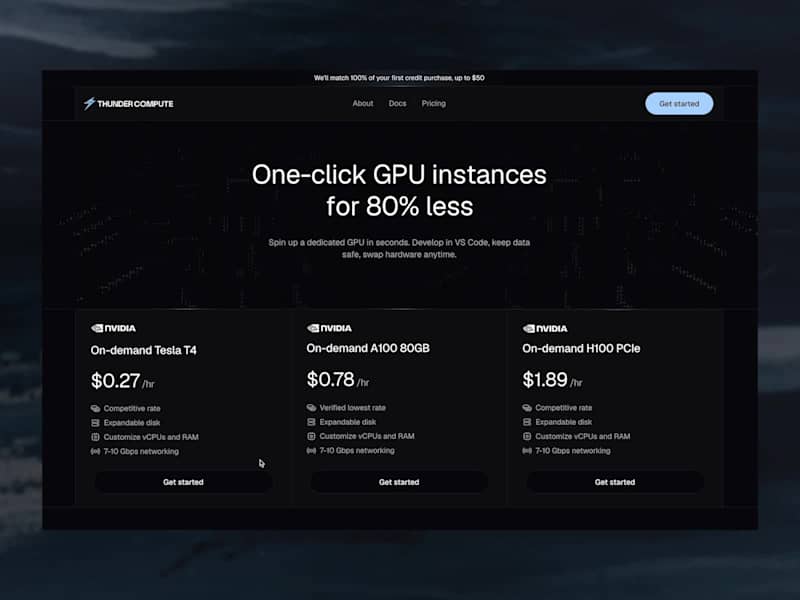 Cover image for Thunder Compute | Website Redesign & Development