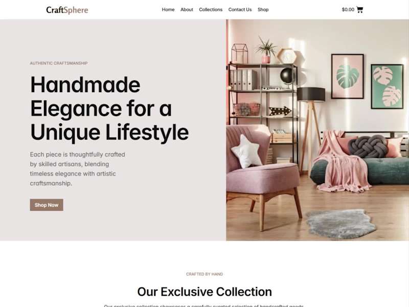 Cover image for CraftSphere - Framer Ecommerce Homepage Design
