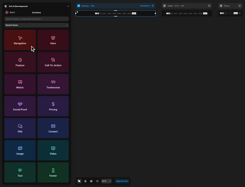 Cover image for Grit UI — Themed UI Kit plugin for Framer