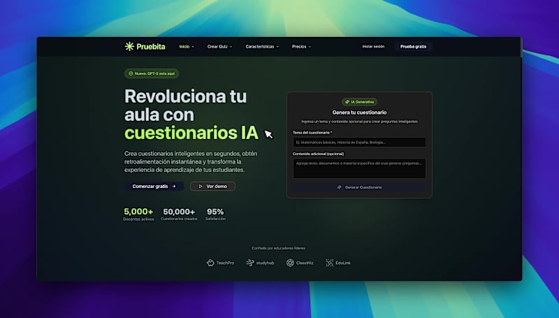 Cover image for Pruebita - AI Quiz Generator App