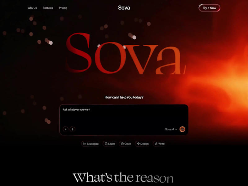 Cover image for Sova - AI Smart Assistant Landing Page Design Introducing So...