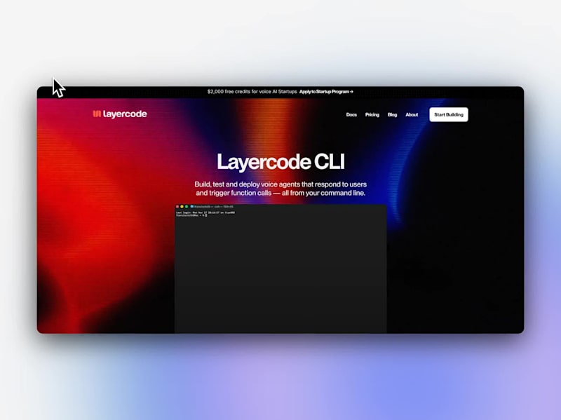 Cover image for New CLI Landing Page for Layercode AI