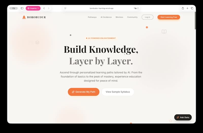 Cover image for Just finished Borobudur Learning - a fun EdTech landing page...