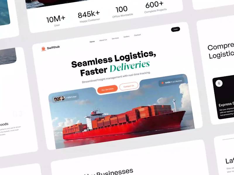 Cover image for SwiftHub – Seamless Logistics Website UI Design | Animation
