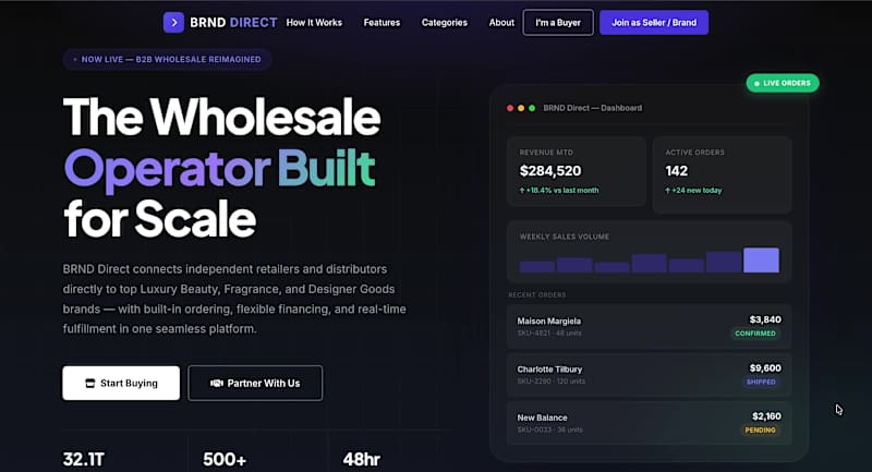 Cover image for Development of B2B Commerce Operating System for BRND Direct
