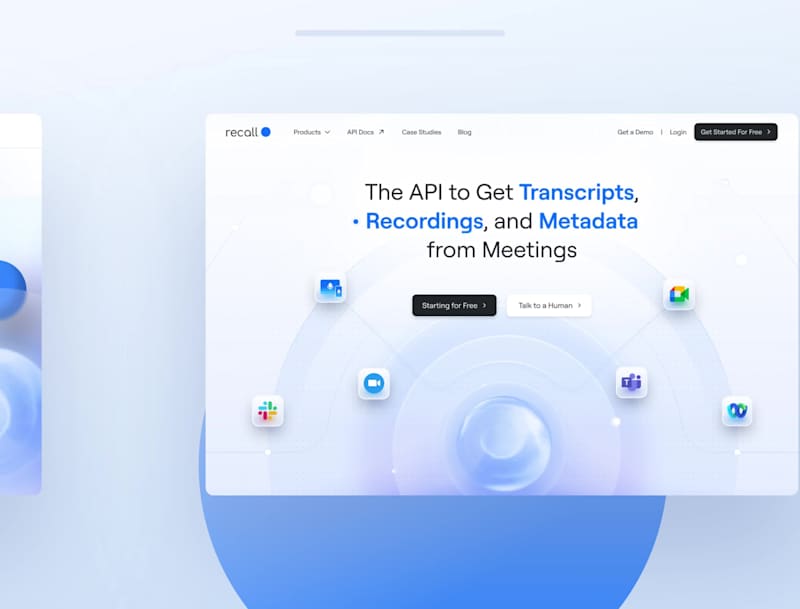 Cover image for Hero Page Exploration for Recall.ai Website