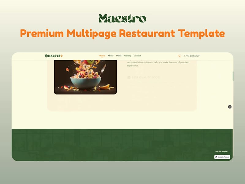 Cover image for Maestro – Premium Restaurant Framer