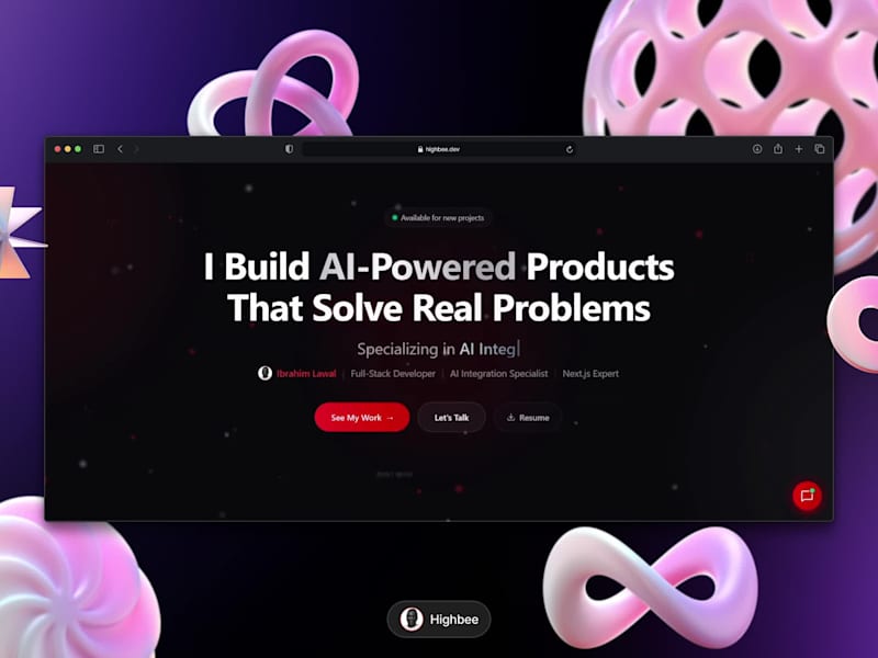 Cover image for my personal portfolio website (https://highbee.dev) showcasi...